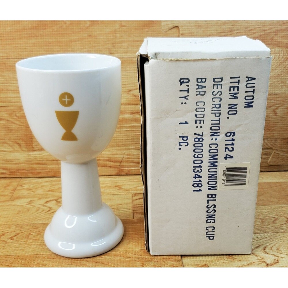 AUTOM Vintage Holy Communion Blessing White Ceramic Chalice Cup